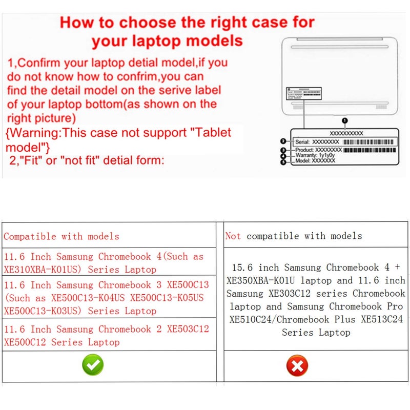 Alapmk Protective Case Cover for Samsung Chromebook 4 XE310XBA & Chromebook 3 XE500C13 & Chromebook 2 XE503C12 XE500C12 11.6" Laptop(Note:Not fit Samsung XE303C12 Series Chromebook),Black - Image 2